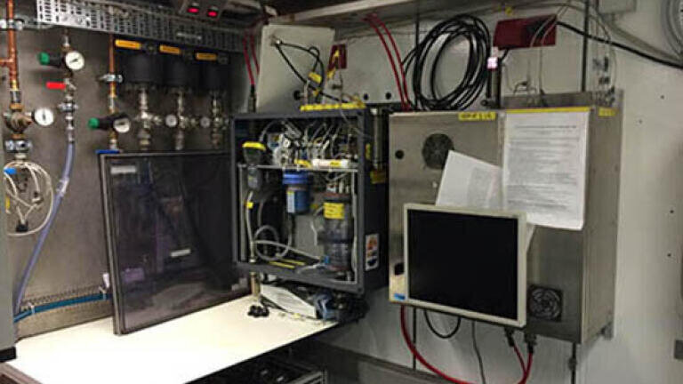 ICOS equipment for continuous carbon dioxide (pCO2) measurements of the sea, on board of the German research vessel Polarstern.  
Photo: Steven van Heuven/University of Groningen